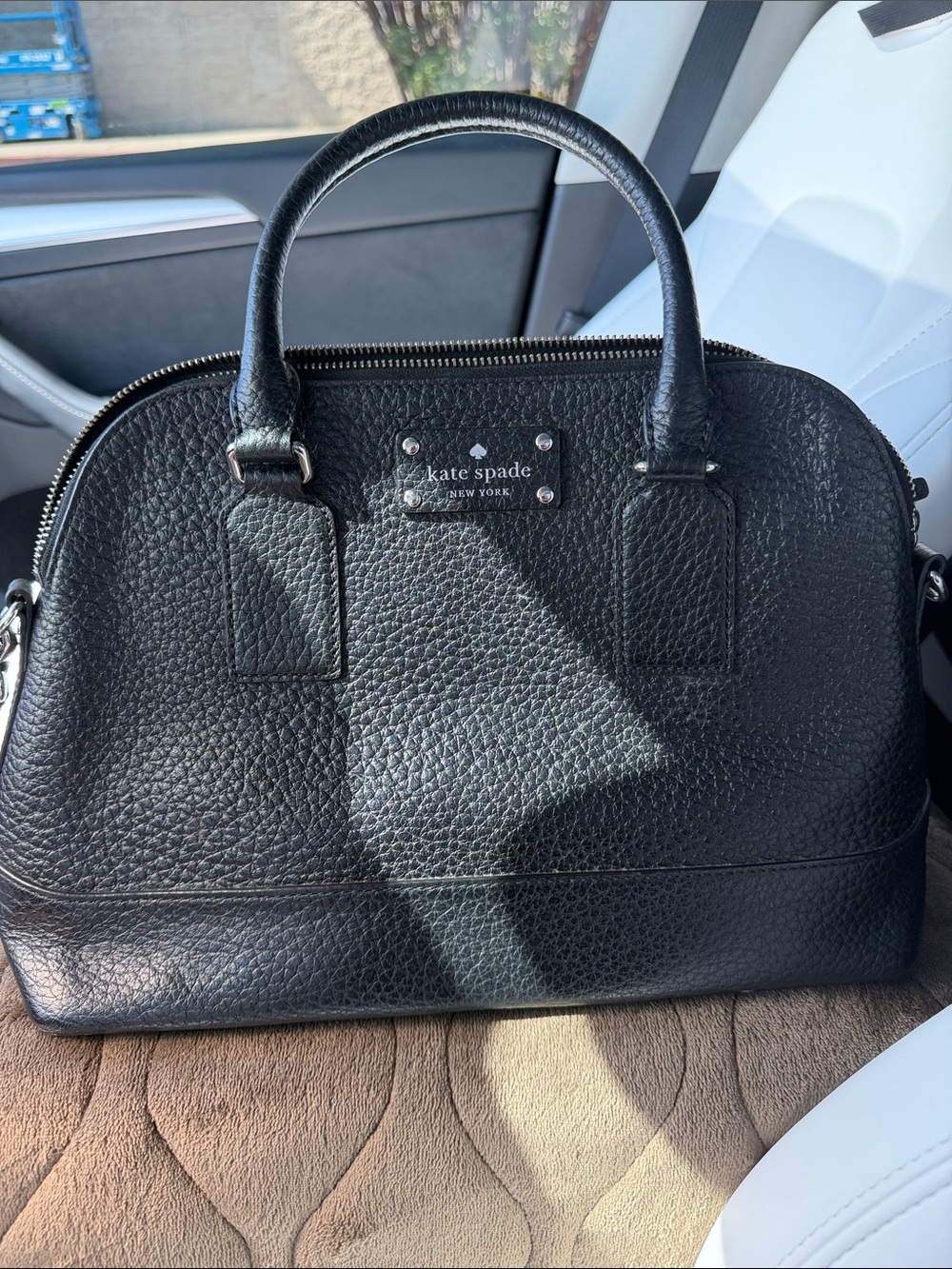 kate spade Black Pebbled Leather Dome Satchel